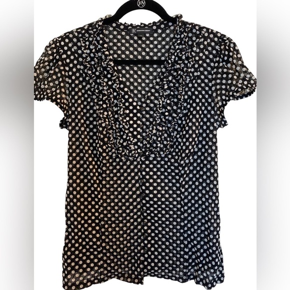 INC Black & white polka dot print lightweight top XL - Picture 7 of 7